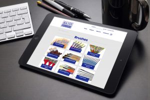 Major Brushes website on tablet